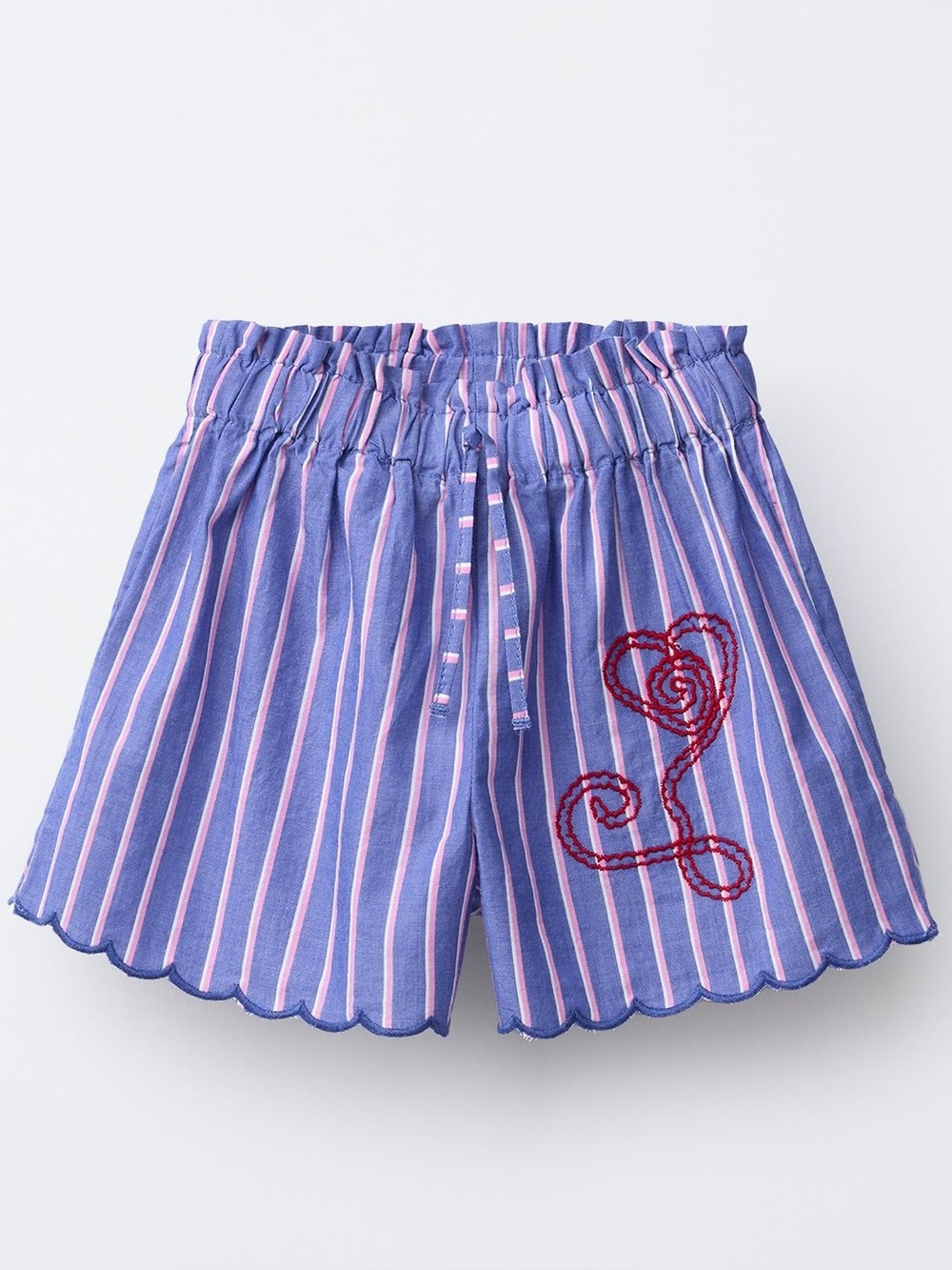 NWT Sissel Edelbo x Zara Kids Striped Embroidered Bermuda Shorts